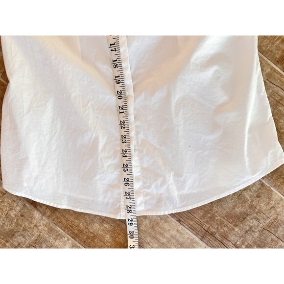 Banana Republic Size 10 Top White Sleeveless Riley Ruffle Stretch Cotton Buttons - Picture 14 of 15